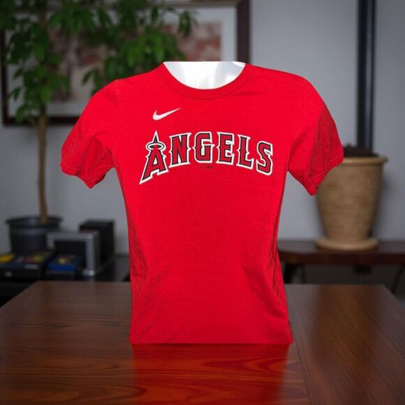 Youth Nike Mike Trout Red Los Angeles Angels Home Player Name & Number T-Shirt M - Picture 1 of 4
